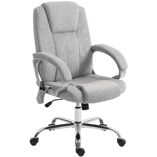 4-Point Massage Office Chair with Heater and Removable Footrest, Grey