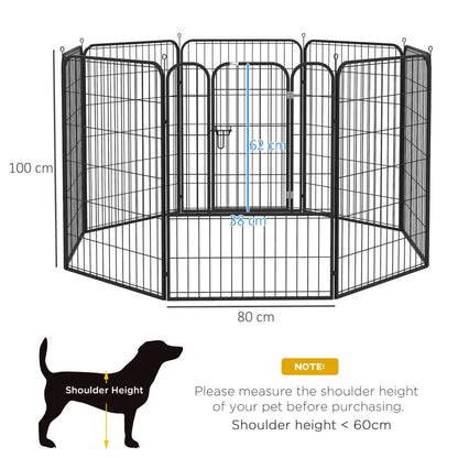 Dog Playpen and Puppy Playpen, Modular Indoor and Outdoor Dog Playpen in Metal and Steel 8 Panels 80x100cm