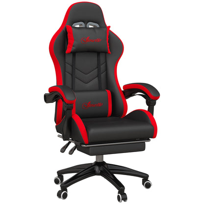 Gaming Chair with Adjustable Height and Reclining Backrest, 65x65x121-129 cm, Black and Red