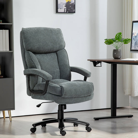 Reinforced Office Chair 200kg Capacity, Swivel and Tiltable in Velvet Fabric, Grey