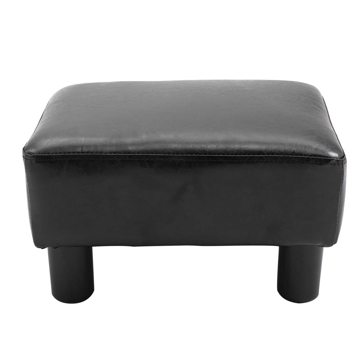 Rectangular Footstool Padded and Covered in Black Faux Leather, Max. 100kg, for Living Room and Entrance, 40x30x24 cm