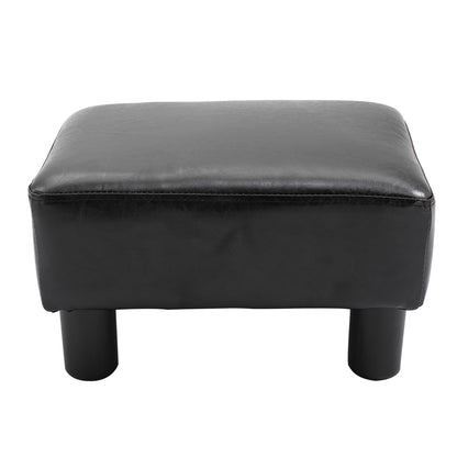 Rectangular Footstool Padded and Covered in Black Faux Leather, Max. 100kg, for Living Room and Entrance, 40x30x24 cm