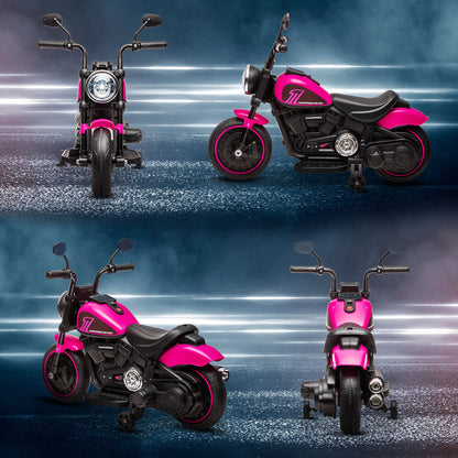 Electric Motorcycle for Children 18-36 Months with Wheels and Headlight, 76x42x57 cm, Pink and Black