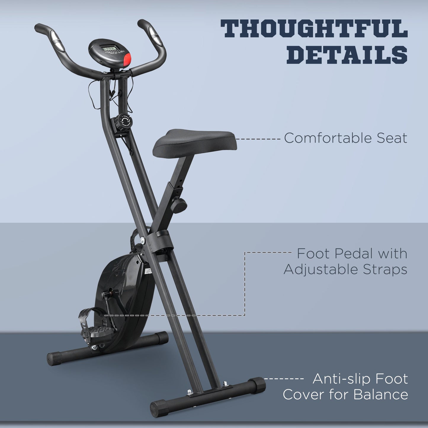 Professional Exercise Bike with Adjustable Resistance and Height, in Steel and PP, 41x86x112 cm, Black