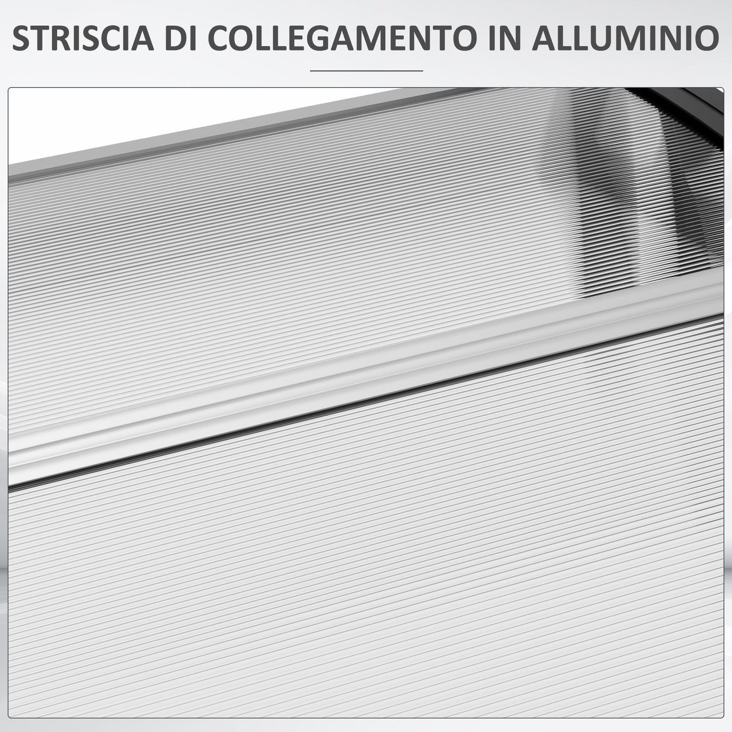 Modern Canopy in Polycarbonate, Aluminum and PP for Balconies, Windows and Doors, 200x96x27 cm