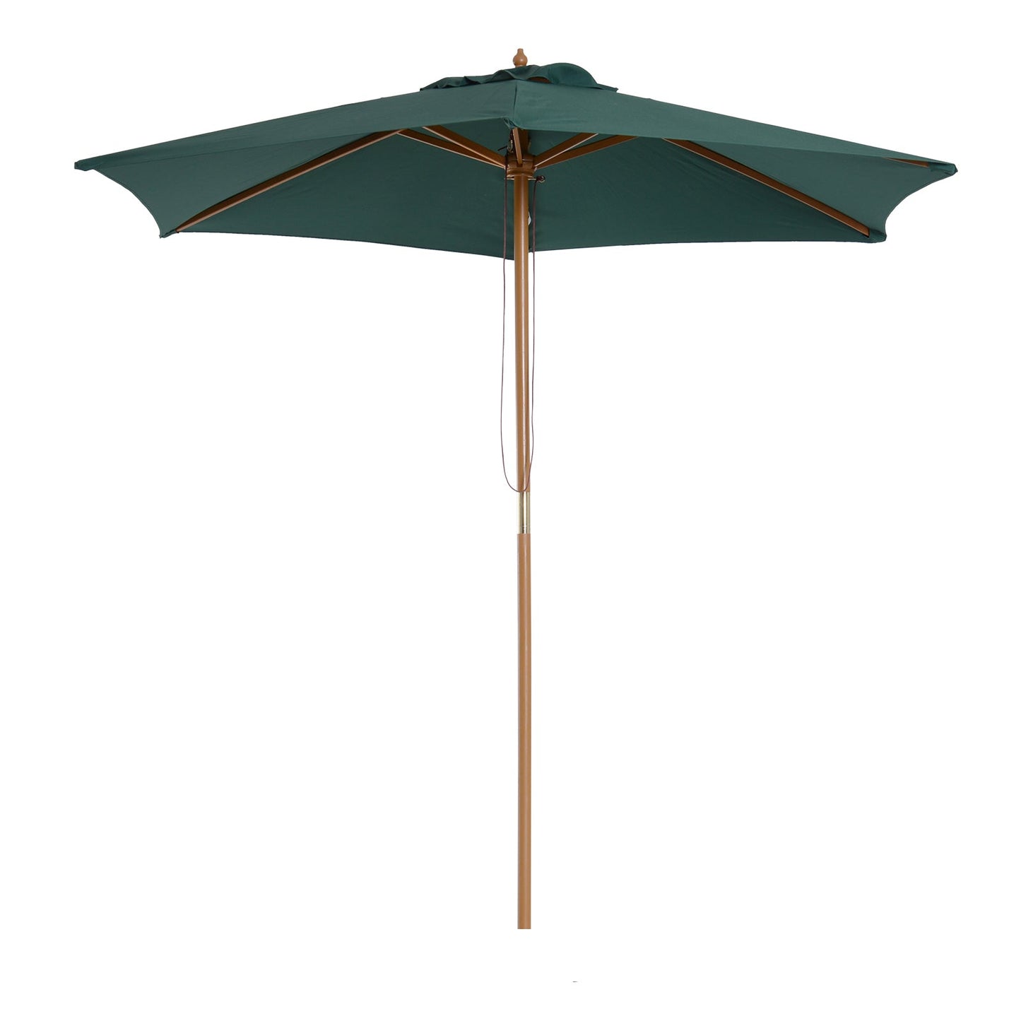 2.5x2.3m 6-Ribbed Garden Umbrella, Wood and Polyester, Dark Green