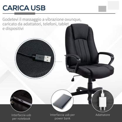 Height-Adjustable Massage Office Chair, 60x74x106-116cm, Black