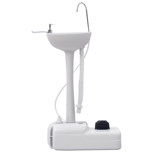 Portable Camping Sink with 2 Wheels, 17L Water Tank and 2.5L Soap Tank, 51x33.5x103cm