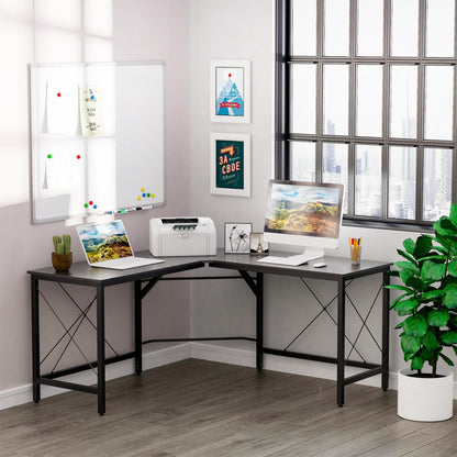 Desk spacious corner of wood and metal, black