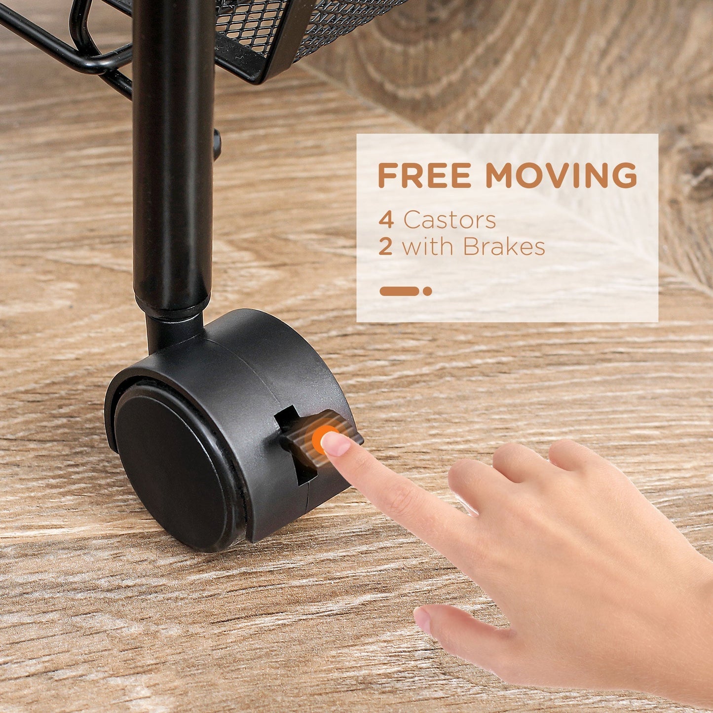 Black 5 level Kitchen Trolley with mesh baskets | 45x26.5x106cm