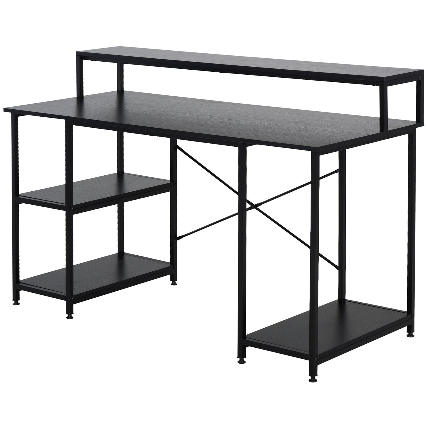 Computer Desk with Monitor and CPU Shelves, Office Desk for Home, Study and Work, Black, 140 x 60 x 93cm