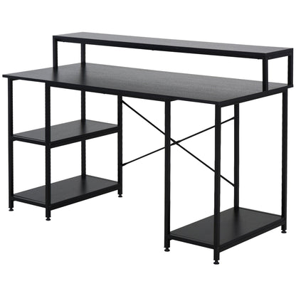 Computer Desk with Monitor and CPU Shelves, Office Desk for Home, Study and Work, Black, 140 x 60 x 93cm