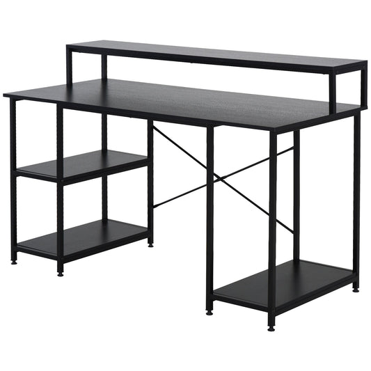 Computer Desk with Monitor and CPU Shelves, Office Desk for Home, Study and Work, Black, 140 x 60 x 93cm
