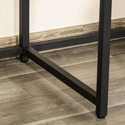 Industrial Style Double Desk with Shelves and Monitor Shelf, Space-Saving Bookshelf Desk for Office and Study in Metal and MDF, 200x53x100cm, Black Brown