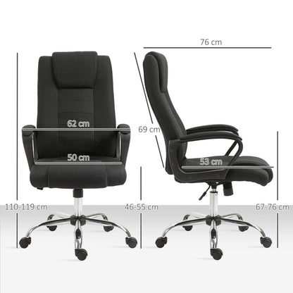 Ergonomic Office Chair, Rocking and Padded with Adjustable Height, 62x76x110-119 cm, Black