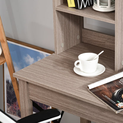 Desk Shelf with Bookcase Above in Wood for Bedroom, Children's Room or Office, Space Saving 105x50x137.5cm
