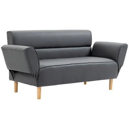 2 Seater Sofa Convertible to Single Sofa Bed with Adjustable Armrests, 164x71x75cm