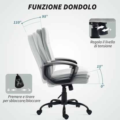 Ergonomic Office Chair with High Back, Adjustable Height and Rocking, Gray