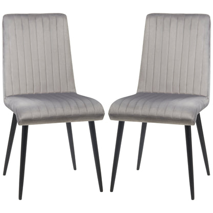 Set of 2 Padded and Space-Saving Kitchen Chairs with Steel Legs, 43x58x90 cm, Grey and Black