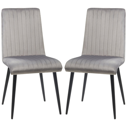 Set of 2 Padded and Space-Saving Kitchen Chairs with Steel Legs, 43x58x90 cm, Grey and Black