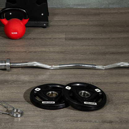 Set of 2 Steel Weight Discs with Rubber Coating for Barbell