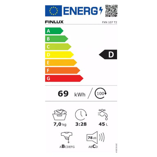 7 kg 1200RPM Washing Machine Free-Standing – Finlux FXN-107T2