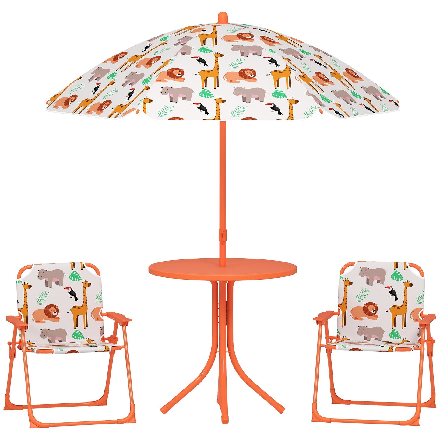 Children's Garden Set Picnic Table with Orange Umbrella