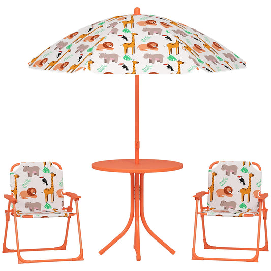 Children's Garden Set Picnic Table with Orange Umbrella