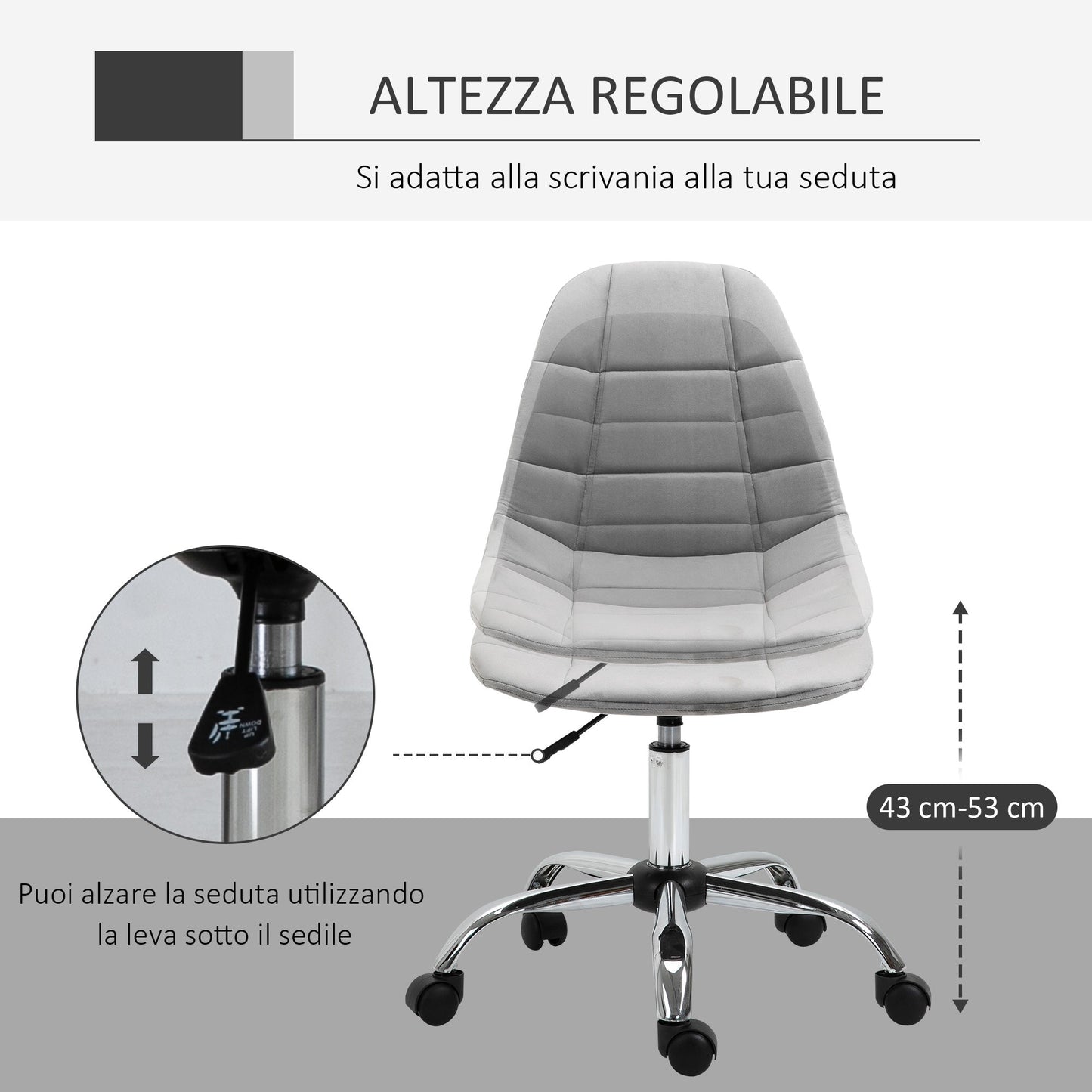 WINTERS | Grey Swivel Chair for Bedroom or Office - Ergonomic Chair
