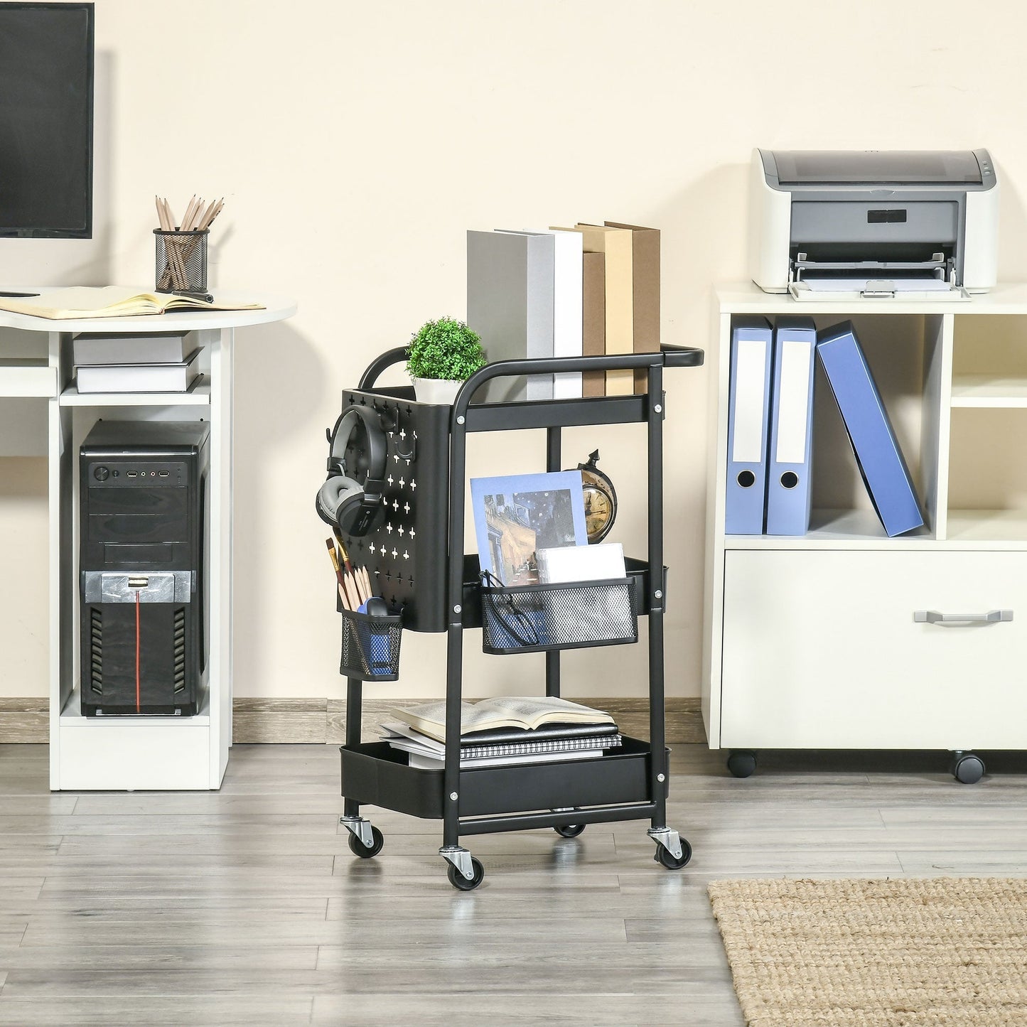 SPARKLE | Multipurpose Trolley with 3 shelves and wheels | 51.5x32x75.6 cm