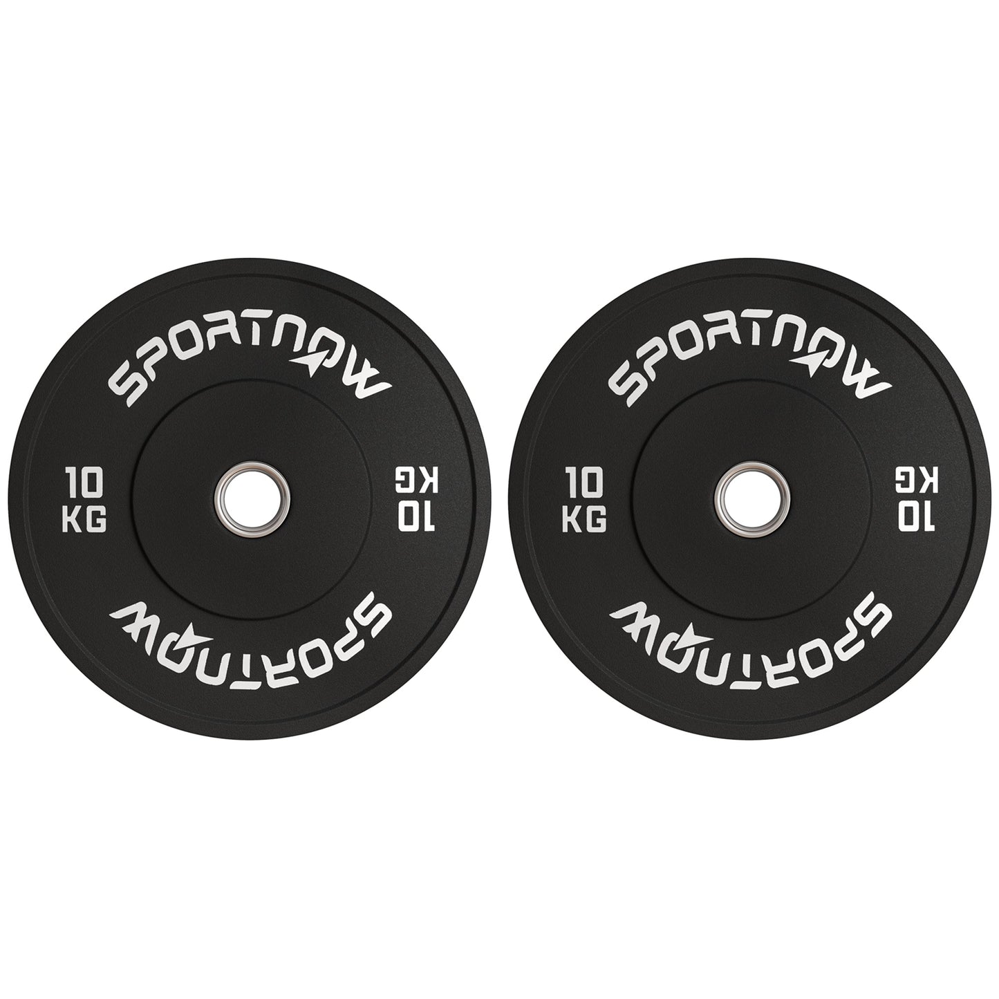 Set of 2 10kg Rubber Weight Discs with 2"/5 cm Hole for Dumbbells and Barbells, Black