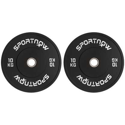 Set of 2 10kg Rubber Weight Discs with 2"/5 cm Hole for Dumbbells and Barbells, Black