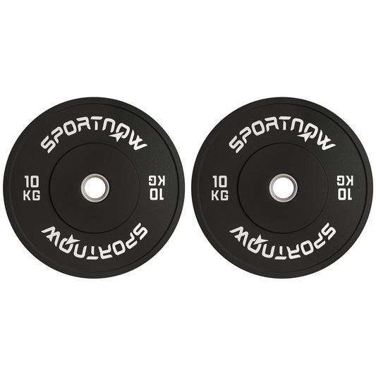 Set of 2 10kg Rubber Weight Discs with 2"/5 cm Hole for Dumbbells and Barbells, Black