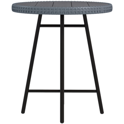 Modern Garden Coffee Table with Wood Plastic Top, Rattan and Steel, 50x50x55 cm, Grey and Black