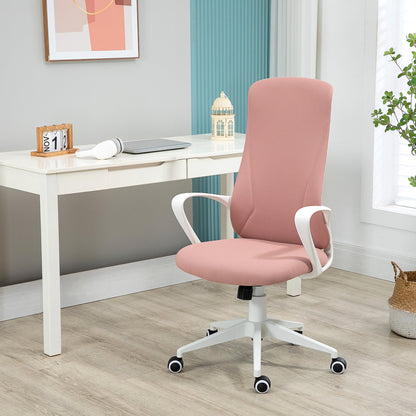 Ergonomic and Padded Office Chair with Adjustable Height and Rocking, 62x56x110-119.5 cm, Pink