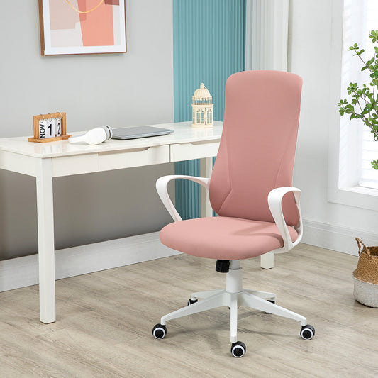 Ergonomic and Padded Office Chair with Adjustable Height and Rocking, 62x56x110-119.5 cm, Pink