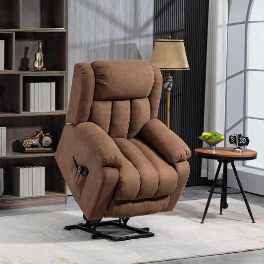Lift Relax Chair with Remote Control, Massaging and Reclining in Fabric, Brown