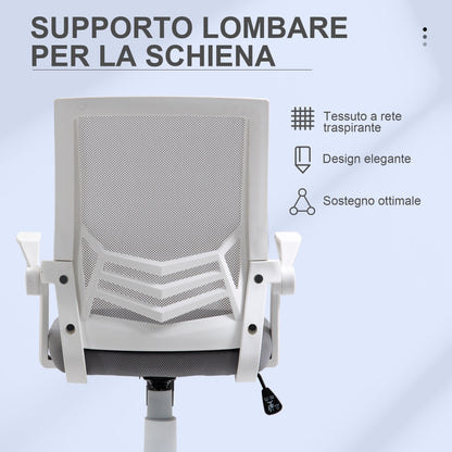 Ergonomic Office Chair with Armrests and Lumbar Support, in Linen Effect Fabric, 62.5x55x94-104 cm, Grey