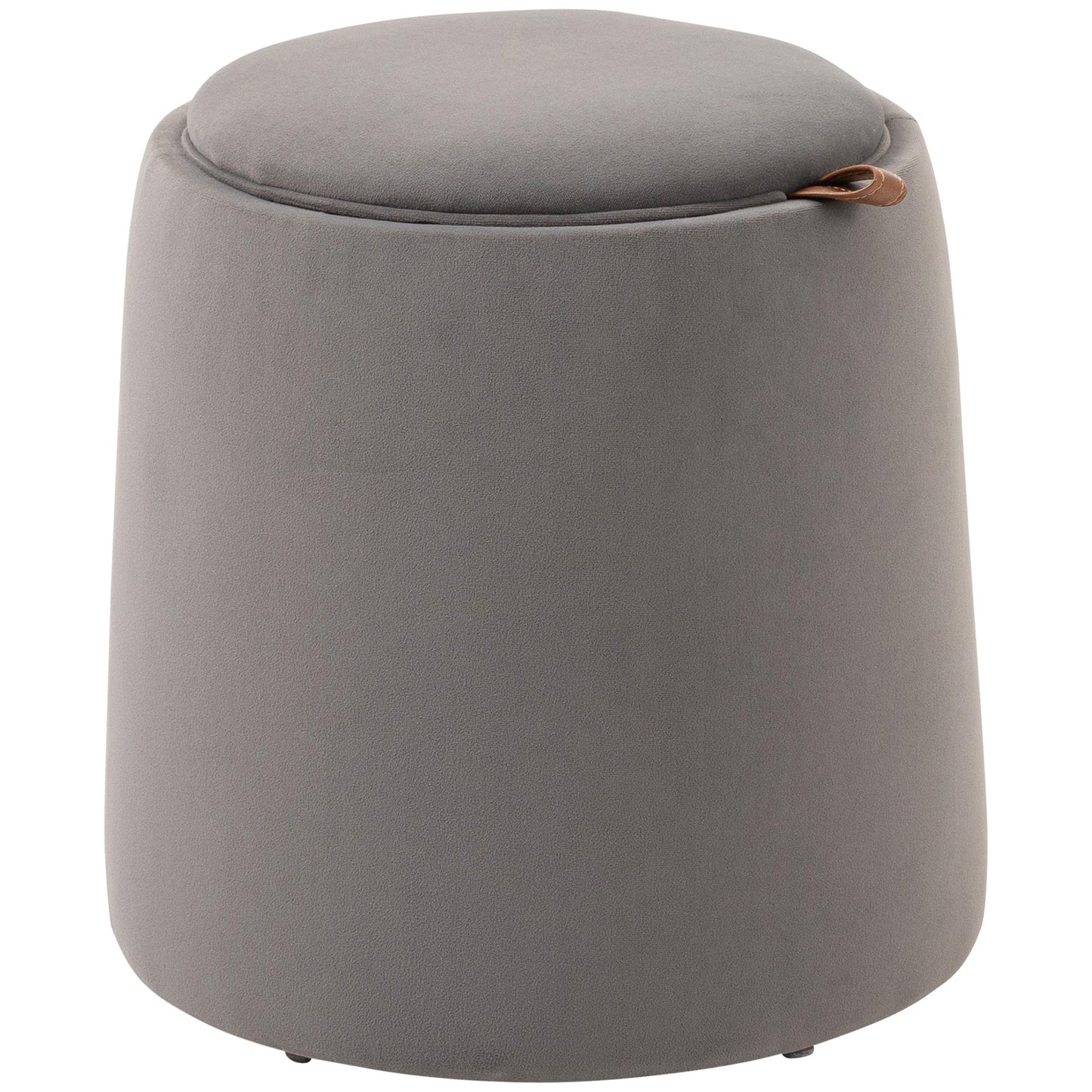 2 in 1 Velvet Storage Ottoman Convertible to Coffee Table, Ø44x47.5cm, Grey