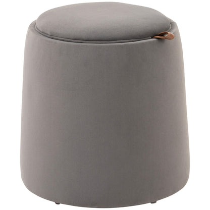 2 in 1 Velvet Storage Ottoman Convertible to Coffee Table, Ø44x47.5cm, Grey