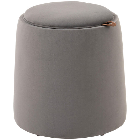 2 in 1 Velvet Storage Ottoman Convertible to Coffee Table, Ø44x47.5cm, Grey