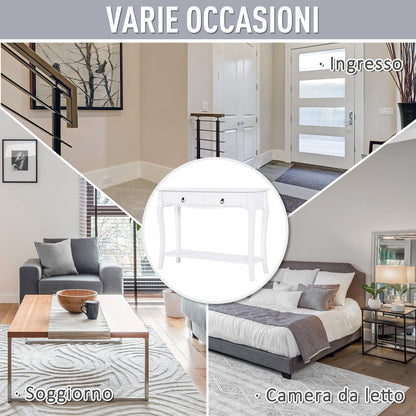 Modern Entryway Console Table with 2 Drawers Home Wood 100 × 33 × 75cm White