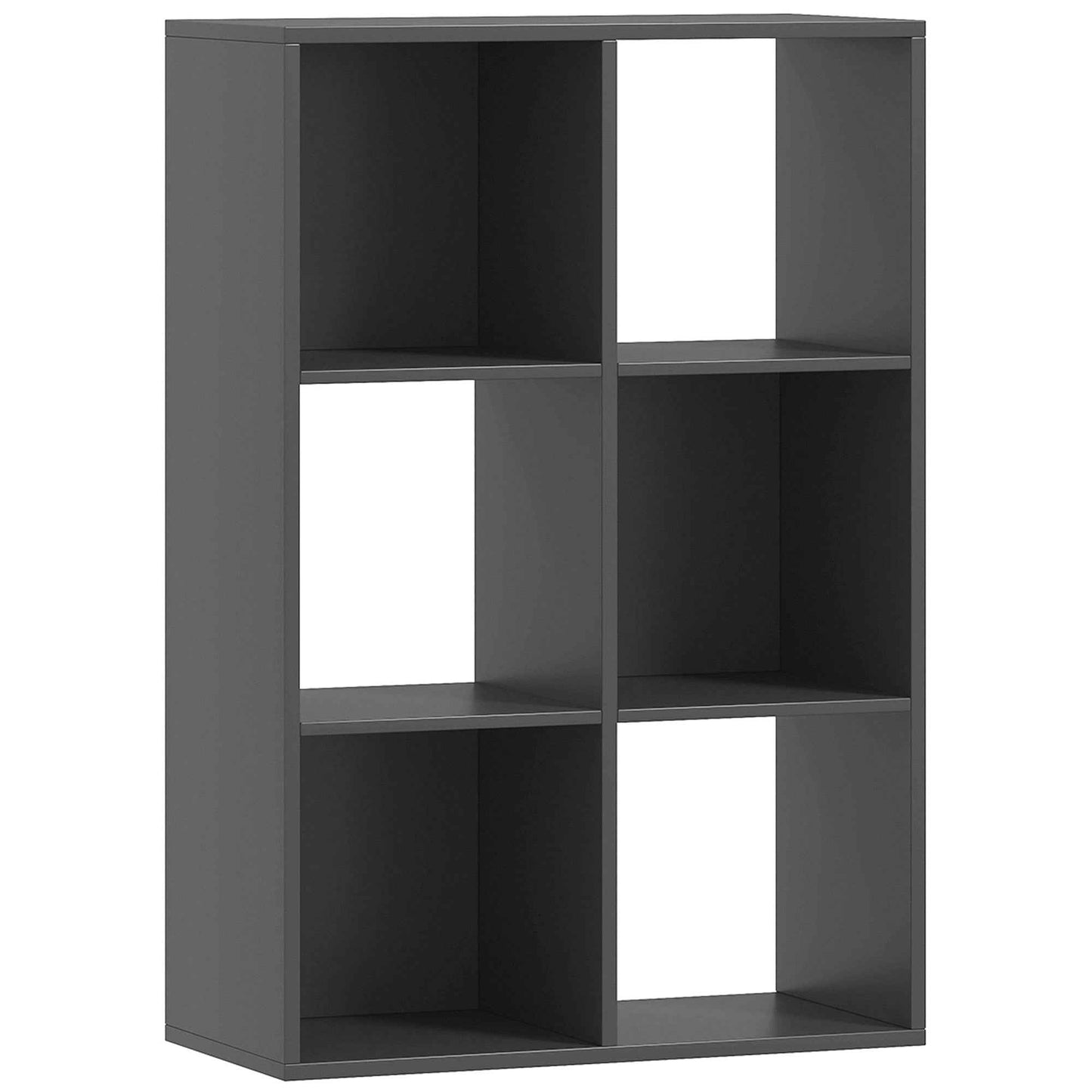 Cube Bookcase with 6 Storage Shelves, Wooden, 61.5 x 29.5 x 91.5 cm, Black