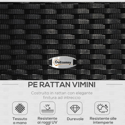 Outdoor Set 4 Piece PE Rattan with Garden Table, 2 Armchairs and 2 Seater Sofa, Black and Cream