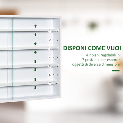 Modern Display Cabinet for Collectibles 5 Shelves, Storage Display Case with Adjustable Shelves, 80x9.5x60cm, White