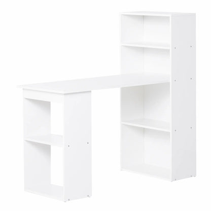 Space-Saving Computer Desk with Bookshelf, Dining Table for Office and Study, 120x55x120 cm, White