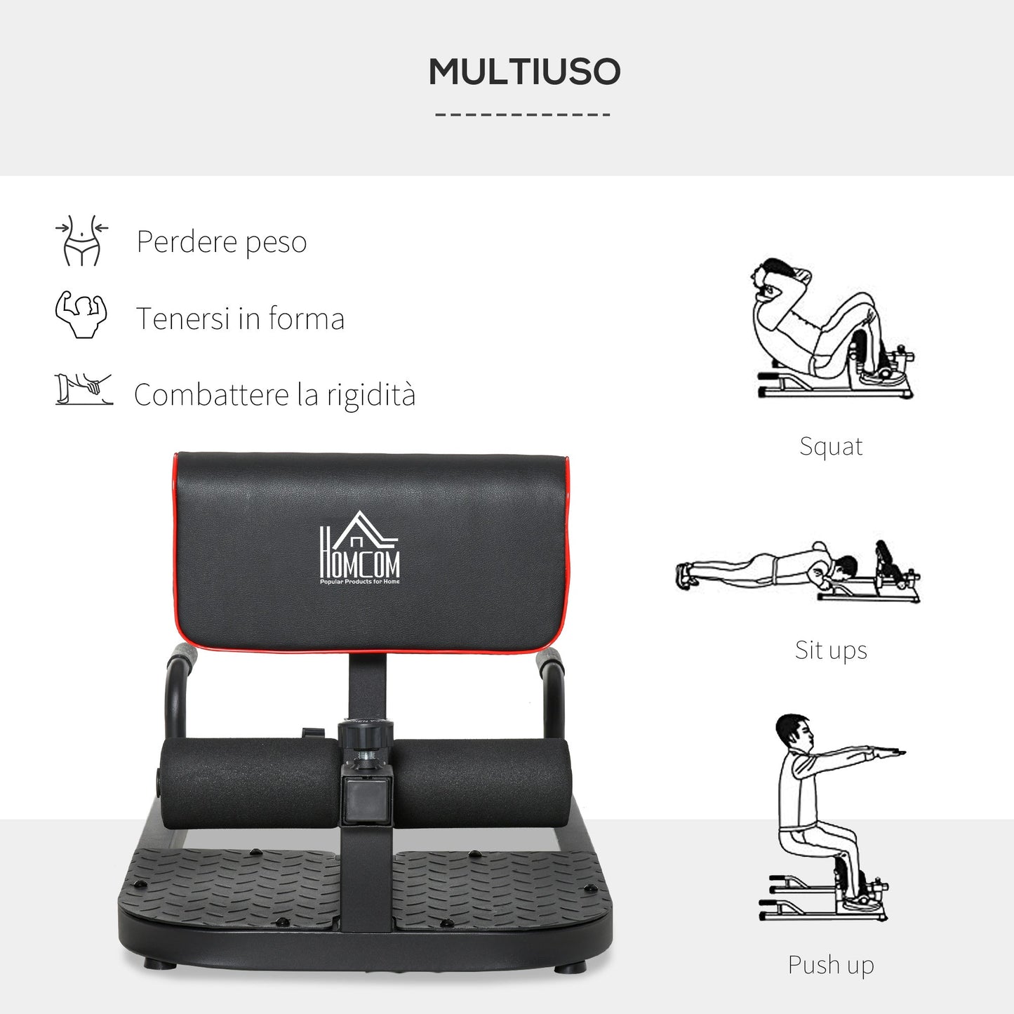 Squat Machine Deep Sissy Squat Sit Up Push Up Adjustable Steel 50x97x44.5-56.5cm