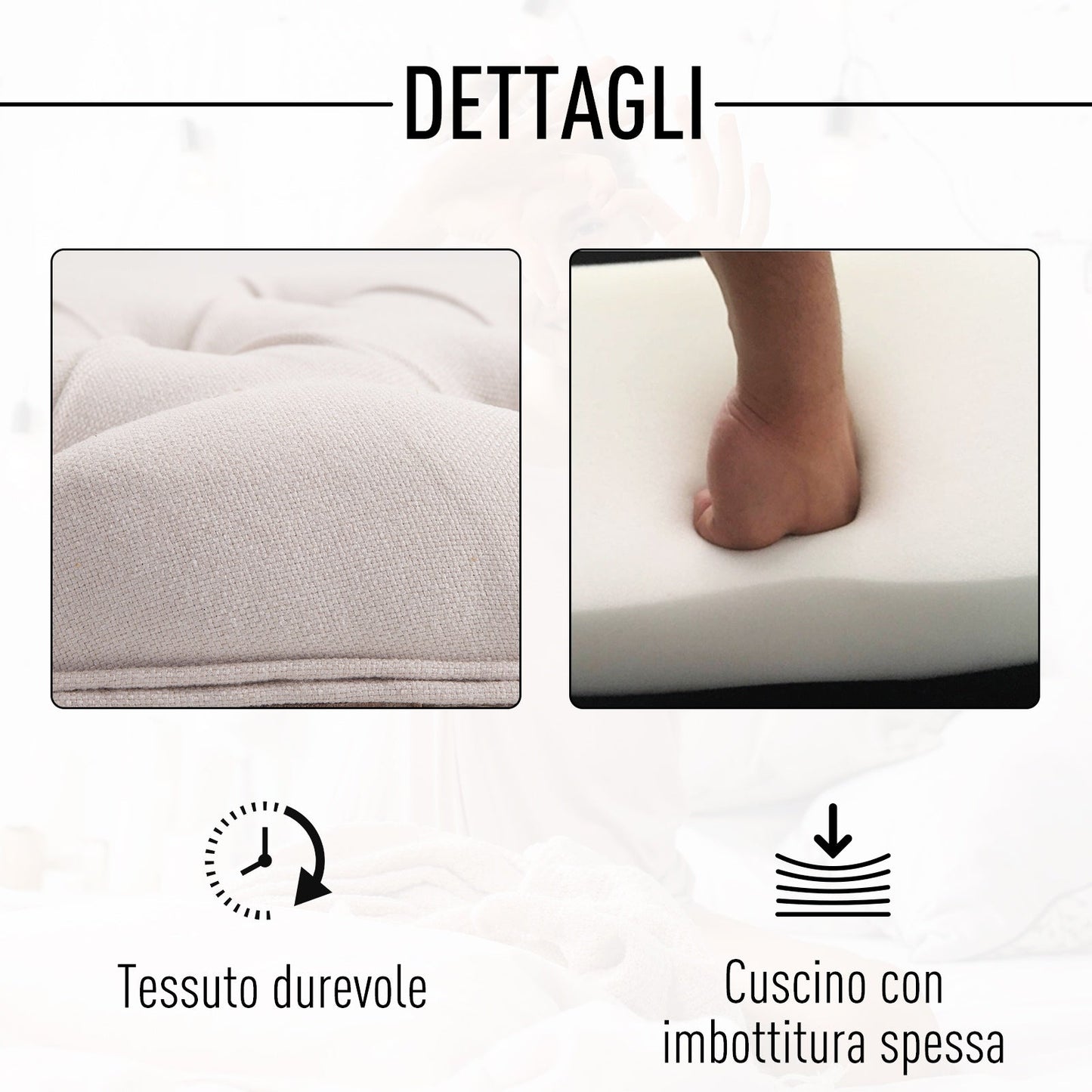 Chesterfield Style Semi-Circular Bed End Bench with Wooden Frame and Upholstery, Beige, 140.5x51x48cm