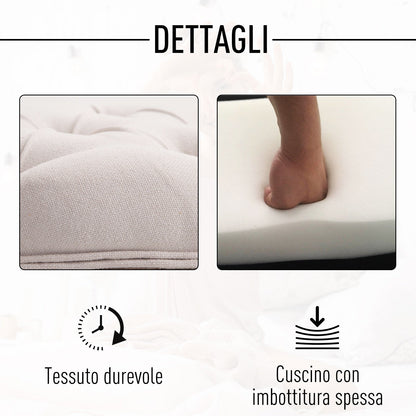 Chesterfield Style Semi-Circular Bed End Bench with Wooden Frame and Upholstery, Beige, 140.5x51x48cm