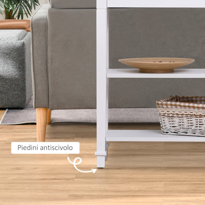 White and Wood Console Table with Drawer and 2 Shelves, Space-Saving MDF Coffee Table, 75.6 x 27.5 x 80.5cm